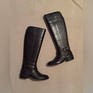 INC Elegant Dark Brown Leather Riding Boots